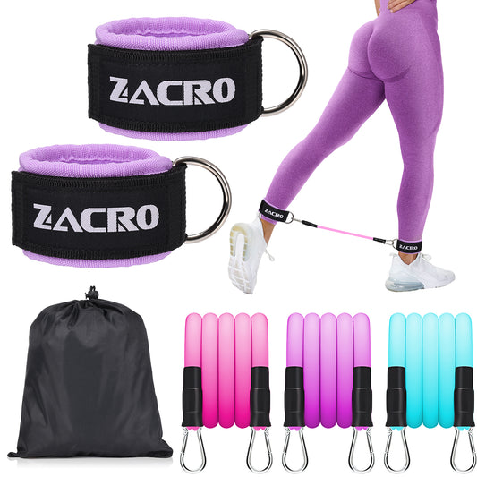 Zacro Ankle Resistance Bands with Cuffs, Ankle Bands for Working Out, Ankle Bands for Home Workouts & Gym, Glutes Workout Equipment, Legs Resistance Bands for Women, Butt Exercise for Kickbacks