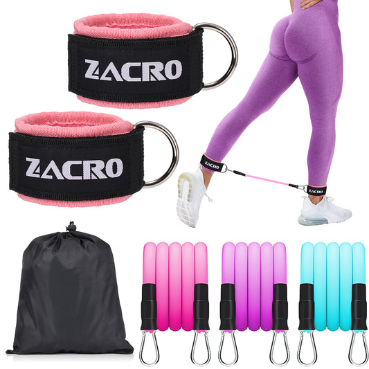Zacro Ankle Resistance Bands with Cuffs, Ankle Bands for Working out, Ankle Bands for Home Workouts & Gym Glutes Workout Equipment Legs Resistance Bands for Women, Butt Exercise for Kickbacks (Purple)
