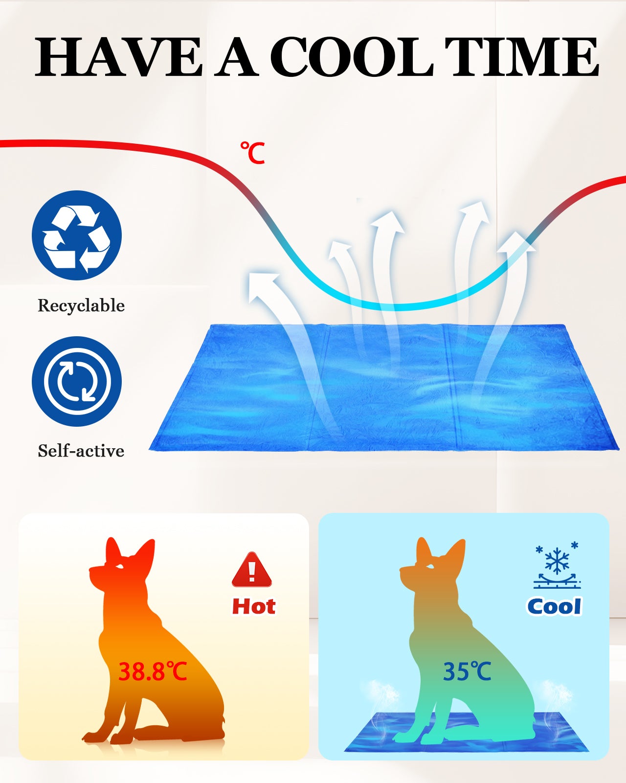 Zacro Dog Cooling Mat 39"x 28" - Pressure Activated Self Cooling Pad for Dogs Cats, 3 Hour Gel Cooling Dog Bed Mats for Crate, Home, Travel, Large