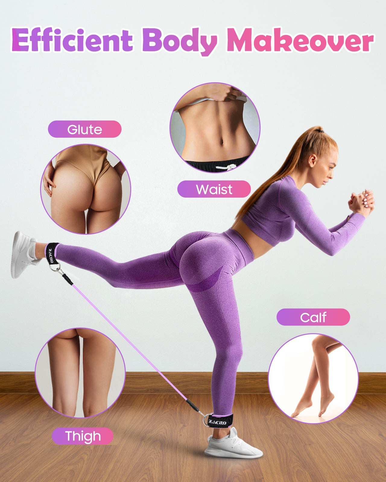 Zacro Ankle Resistance Bands with Cuffs, Ankle Bands for Working Out, Ankle Bands for Home Workouts & Gym, Glutes Workout Equipment, Legs Resistance Bands for Women, Butt Exercise for Kickbacks
