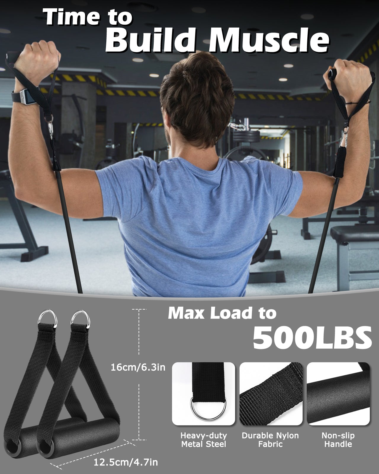 Zacro Resistance Bands for Working Out, 270 lbs Heavy Resistance Bands with Handles, Exercise Bands with Door Anchor, Ankle Straps, for Heavy Resistance Training, Shape Body, Home Workout (Multicolor)