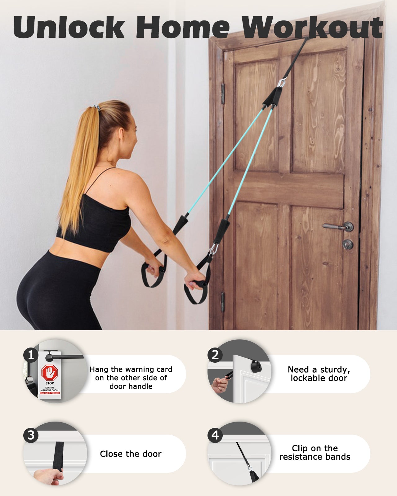 Zacro Pilates Bar Kit with Resistance Bands, 3-Section Pilates Bar with Adjustable Strap, Door Anchor, Handles and Foot Strap, Portable Home Gym Pilates Resistance Bar Kit for Full Body Workouts