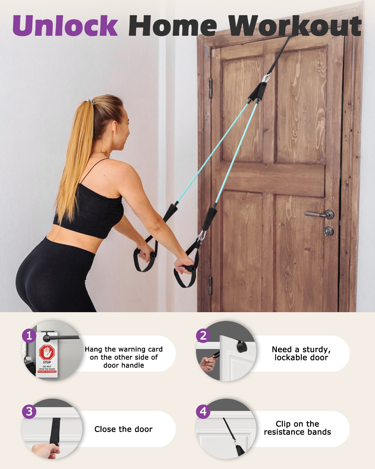 Zacro Pilates Bar Kit with Resistance Bands, 3-Section Pilates Bar with Adjustable Strap, Door Anchor, Handles and Foot Strap, Portable Home Gym Pilates Resistance Bar Kit for Full Body Workouts