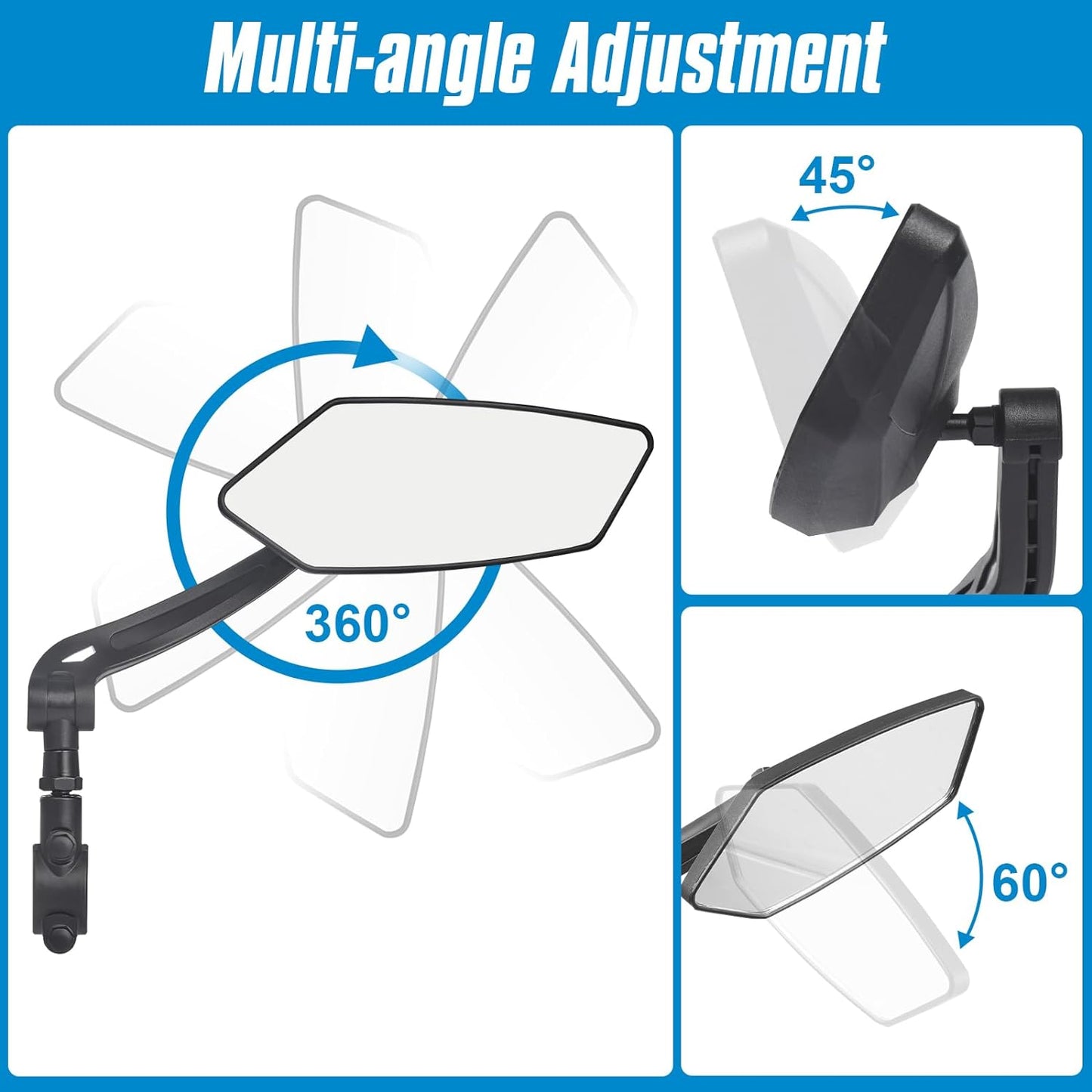 2 Pack Bike Mirror 360° Adjustable