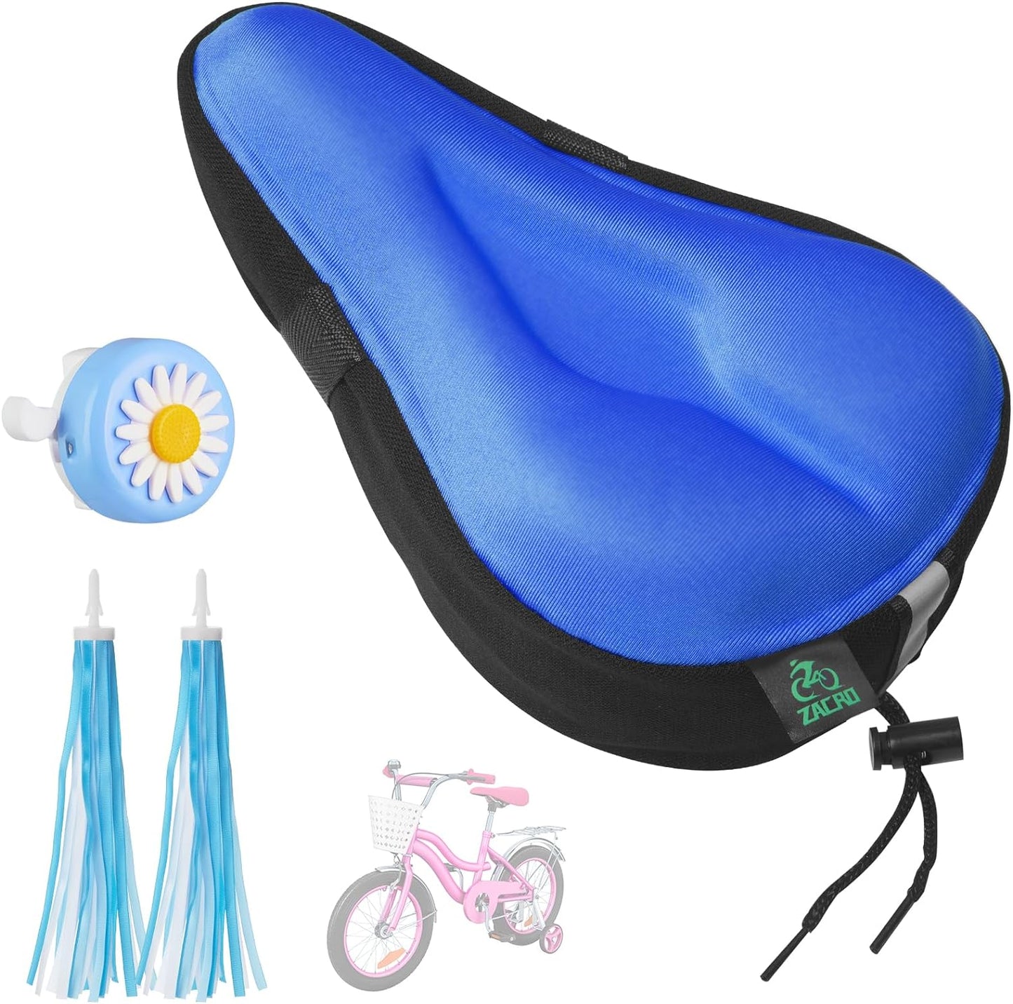 Zacro Gel Kids Bike Seat Cushion Cover for Boys & Girls, 9"x6"