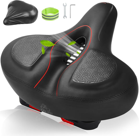 Zacro Oversized Bike Seat, Comfort Bike Seat Cushion for Peloton Bike/Bike+, Wide Bike Seat for Men Women, Bicycle Saddle Replacement Compatible with Exercise Spin Stationary Mountain Road Bike Ebike