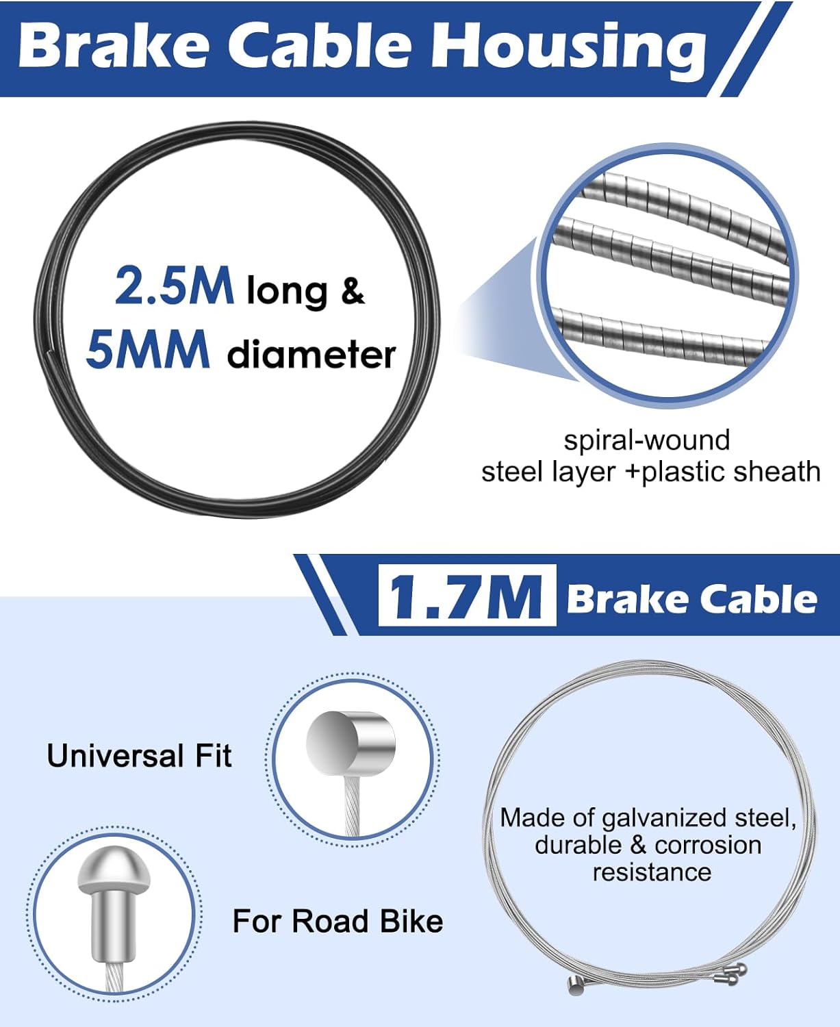 Zacro 62pcs/94pcs Bike Brake Cable Kit