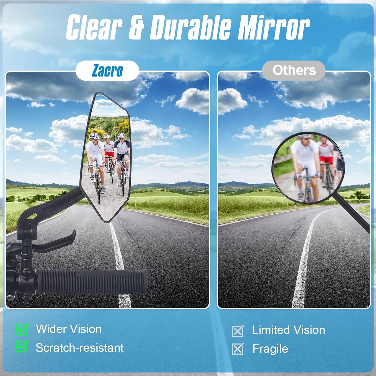 2 Pack Bike Mirror 360° Adjustable