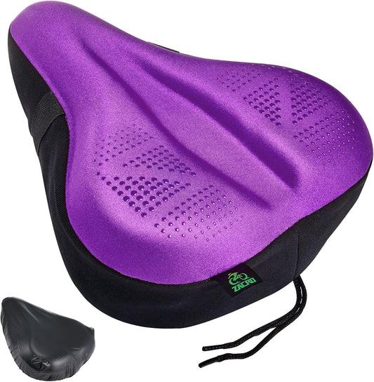 Zacro Bike Seat Cushion - Padded Gel Bike Seat Cover for Men & Women, Padding Bicycle Saddle fit with Peloton/Spin Stationary Exercise/Mountain Road Cycling Bike