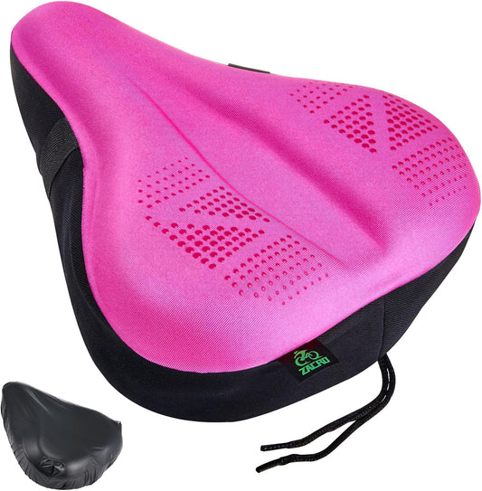 Zacro Bike Seat Cushion - Padded Gel Bike Seat Cover for Men & Women, Extra Padding Bicycle Saddle fit with Peloton/Spin Stationary Exercise/Mountain Road Cycling Bike