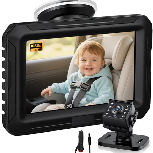 Zacro 1080P Baby Car Camera, 4.3" Baby Camera for Car, with HD Night Vision, 150° Wide View Angle Baby, 360° Rotatable, for Baby Rear Facing Seat