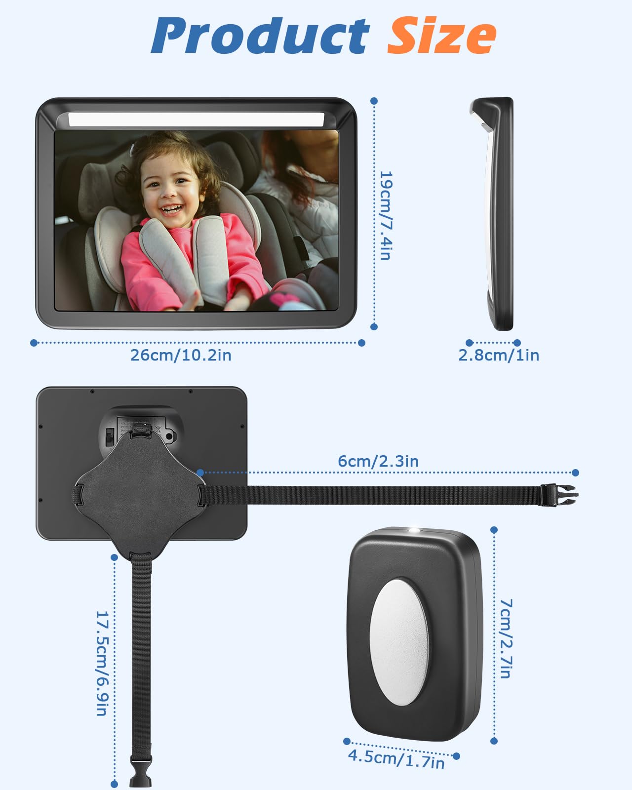Zacro Specchietto Retrovisore Bambini- Specchio per auto regolabile per il sedile posteriore dell'auto