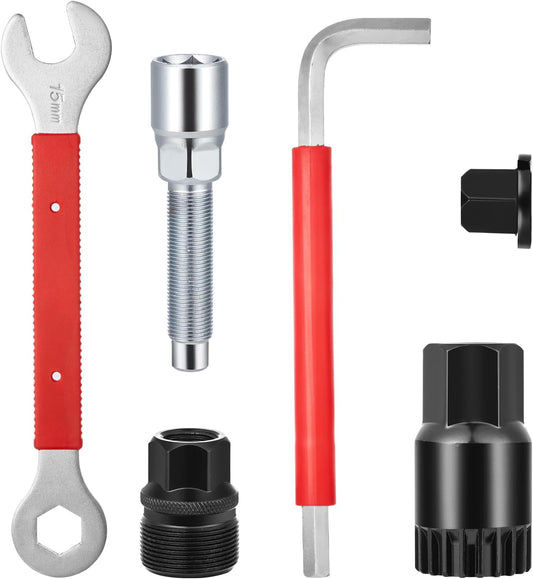 Zacro Bike Crank Arm Puller + Bottom Bracket Removal Tool + Crank Extractor + 15mm Bike Pedal Wrench with 16mm Spanner, 7 In 1 Multifunction Bicycle Repair Kit for 7/8/9/10/12 Speed MTB, Road Bike