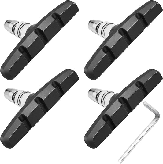 Zacro 4 PCS Bike Brake Pads, Powerful Mountain Bicycle V Brake Pads, Bike Brake Blocks Kit with Hex Wrench, Hex Nut and Shims, No Noise No Skid, Bike Brake Pads Replacement for Front and Back Wheel