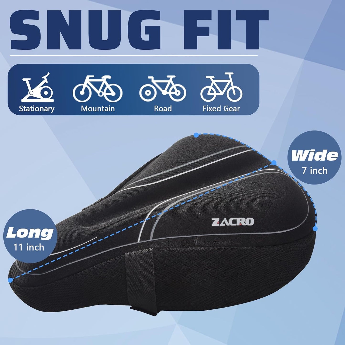 Zacro Big Size Exercise Bike Seat, Soft Wide Gel Bicycle Cushion for Bike Saddle