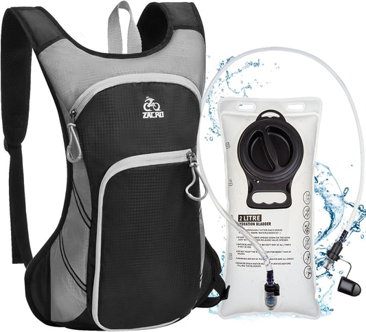 Zacro Hydration Backpack, Lightweight Hiking Backpack with 2L TPU Water Bladder, Water Backpack for Running Hiking Biking Climbing and Motorcycle, Upgraded Leak Proof Hydration Pack for Men & Women