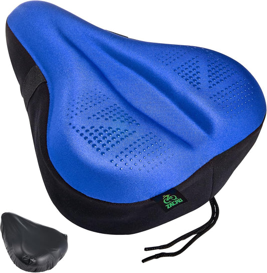 Zacro Bike Seat Cushion - Padded Gel Bike Seat Cover for Men & Women, Padding Bicycle Saddle fit with Peloton/Spin Stationary Exercise/Mountain Road Cycling Bike