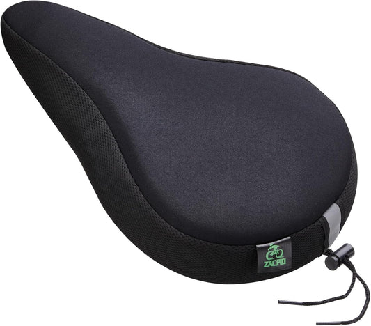 Zacro Bike Seat Cushion, Gel Padded Bike Seat Cover Extra Soft, Adjustable Bicycle Cover for Men & Women Comfort, Compatible with Peloton Stationary Exercise, Mountain and Road Bicycle Seats
