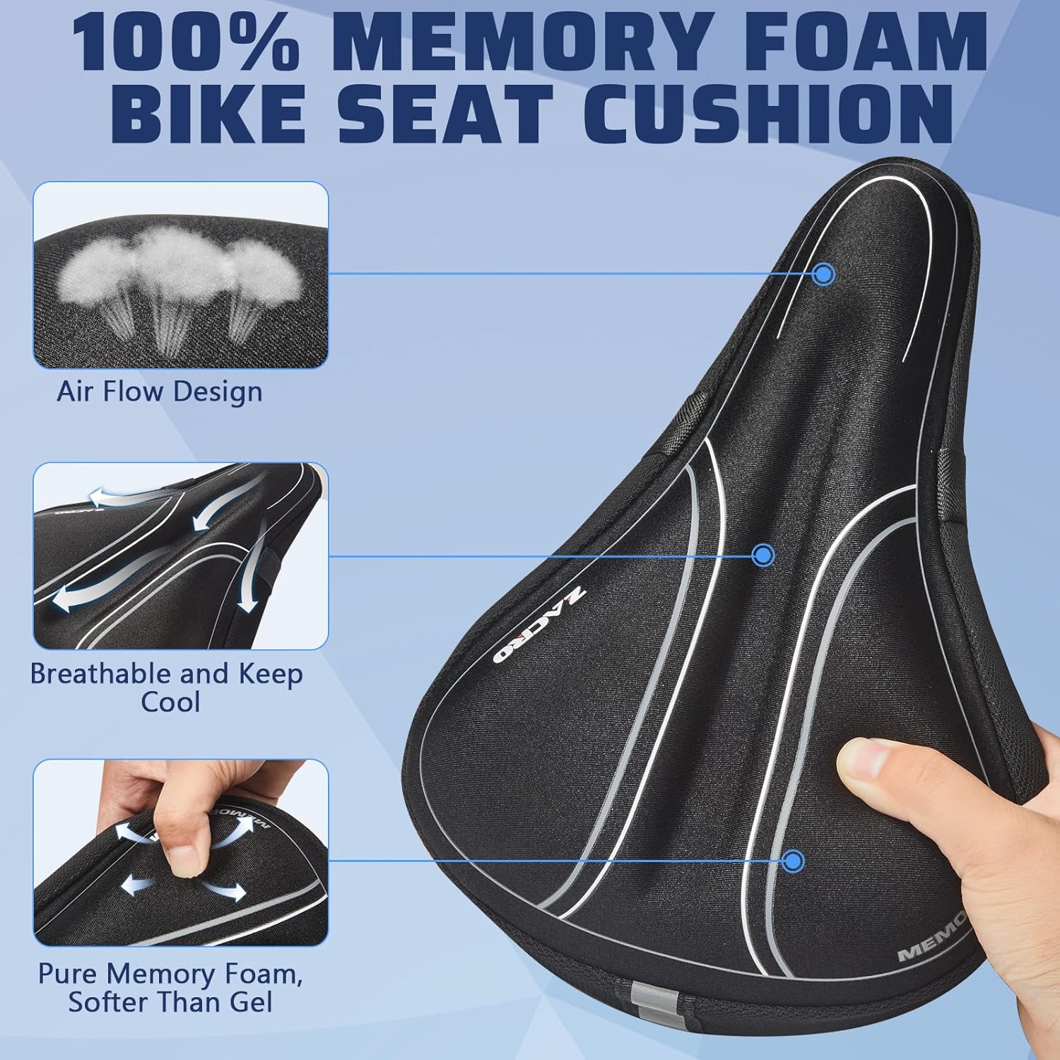thumbnail image 2 of Zacro Bike Seat Cushion - Gel Padded Bike Seat 2 of 13