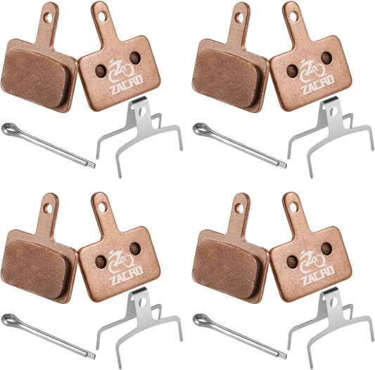 Zacro Bike Brake Pads, 4 Pairs Semi-Metalli Bicycle Disc Brake Pads Fit for Tektro Shimano TRP Br-M575 B01s Mt200 M525 M515 T615 T675 M505 M495 M486 M485, Mountain MTB Ebike Brake Pads Replacement