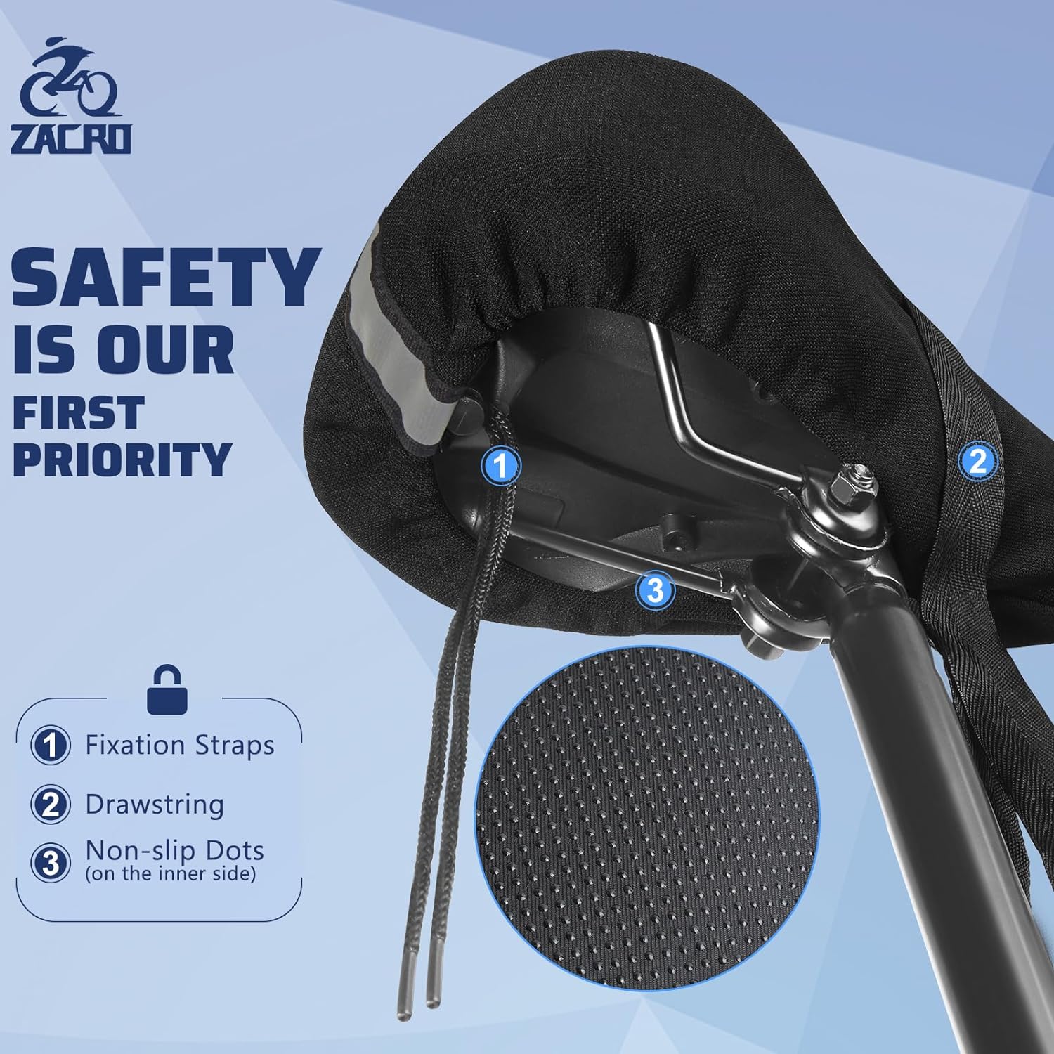 Zacro Comfortable Bike Seat Cushion - Wide Padded Saddle With Dual Shock Absorbing Balls For Men & Women
