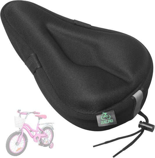 Zacro Gel Kids Bike Seat Cushion Cover for Boys & Girls, Anti-Slip Bike Seat Cover for Toddler, Breathable & Extra Soft Memory Foam Child Bicycle Saddle Padded with Reflective Strip, 9"x6"