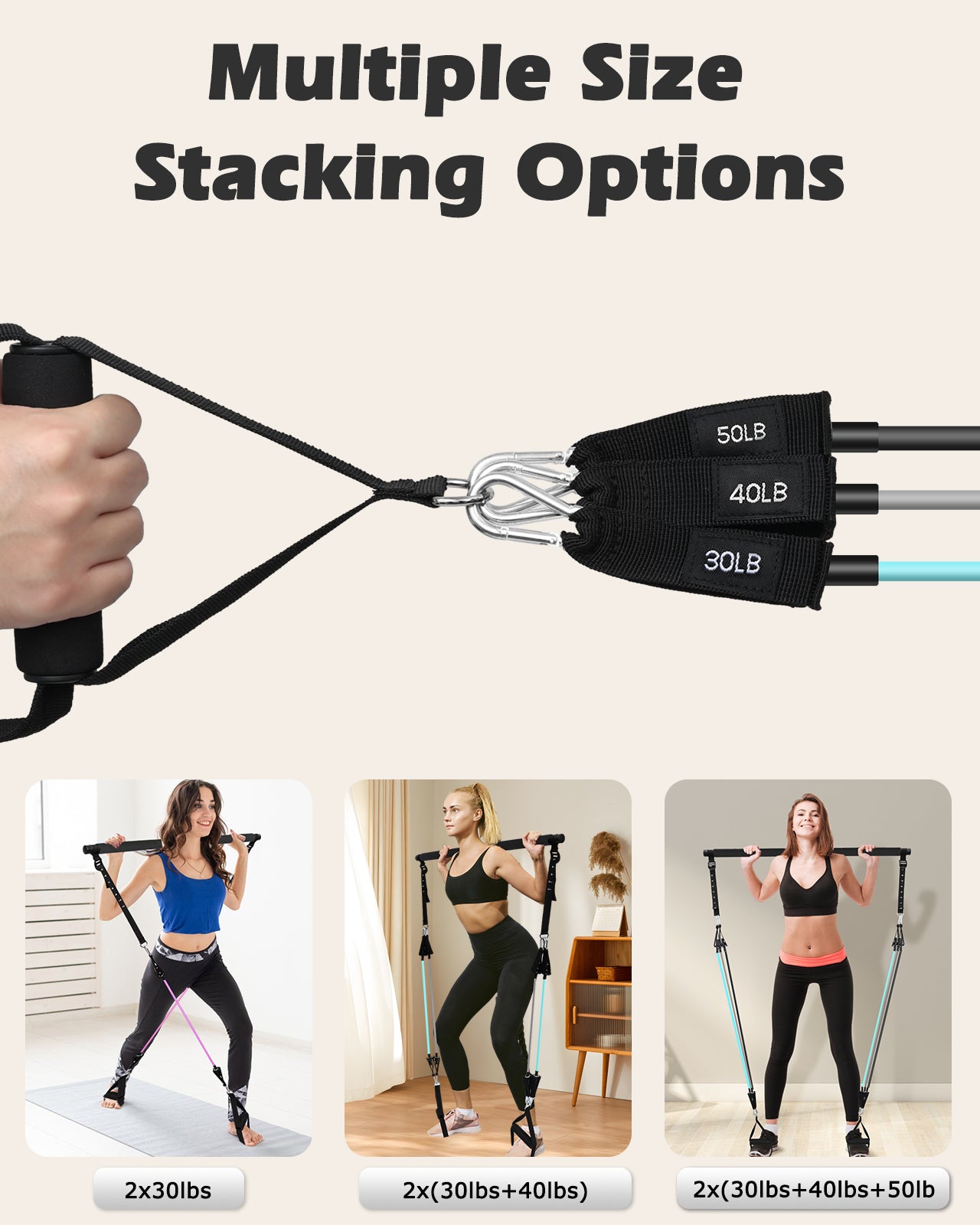 Zacro Pilates Bar with Resistance Bands Pilates Bar with Ab Roller fo Zacro Sport