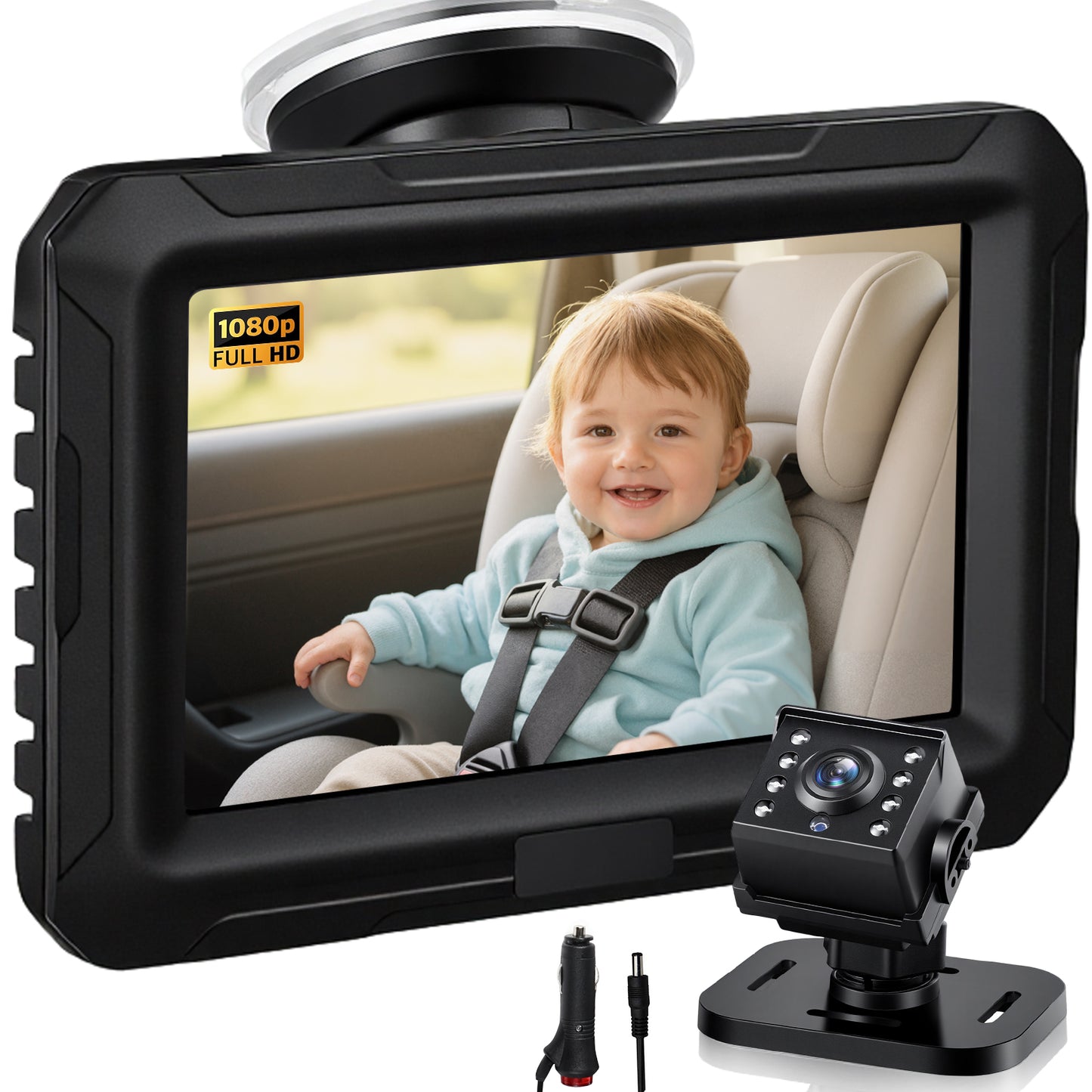 Zacro 1080P Baby Car Camera, 4.3" Baby Camera for Car, with HD Night Vision, 150° Wide View Angle Baby, 360° Rotatable, for Baby Rear Facing Seat