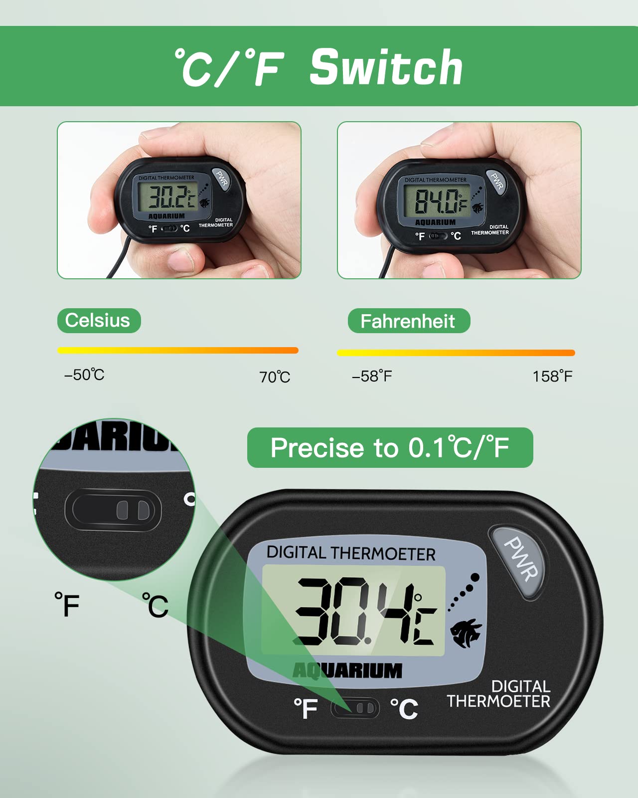 Zacro LCD Digital Aquarium Thermometer Fish Tank Water Terrarium Temperature