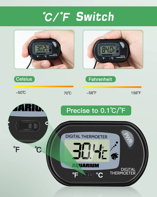 Zacro LCD Digital Aquarium Thermometer Fish Tank Water Terrarium Temperature