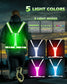 Zacro LED Reflective Vest Running Gear, 5 Lights Colors High Visibility Reflective Running Gear Rechargeable Light Up Running Vest for Walking Running Cycling, Adjustable for Men Women Kids (Green)