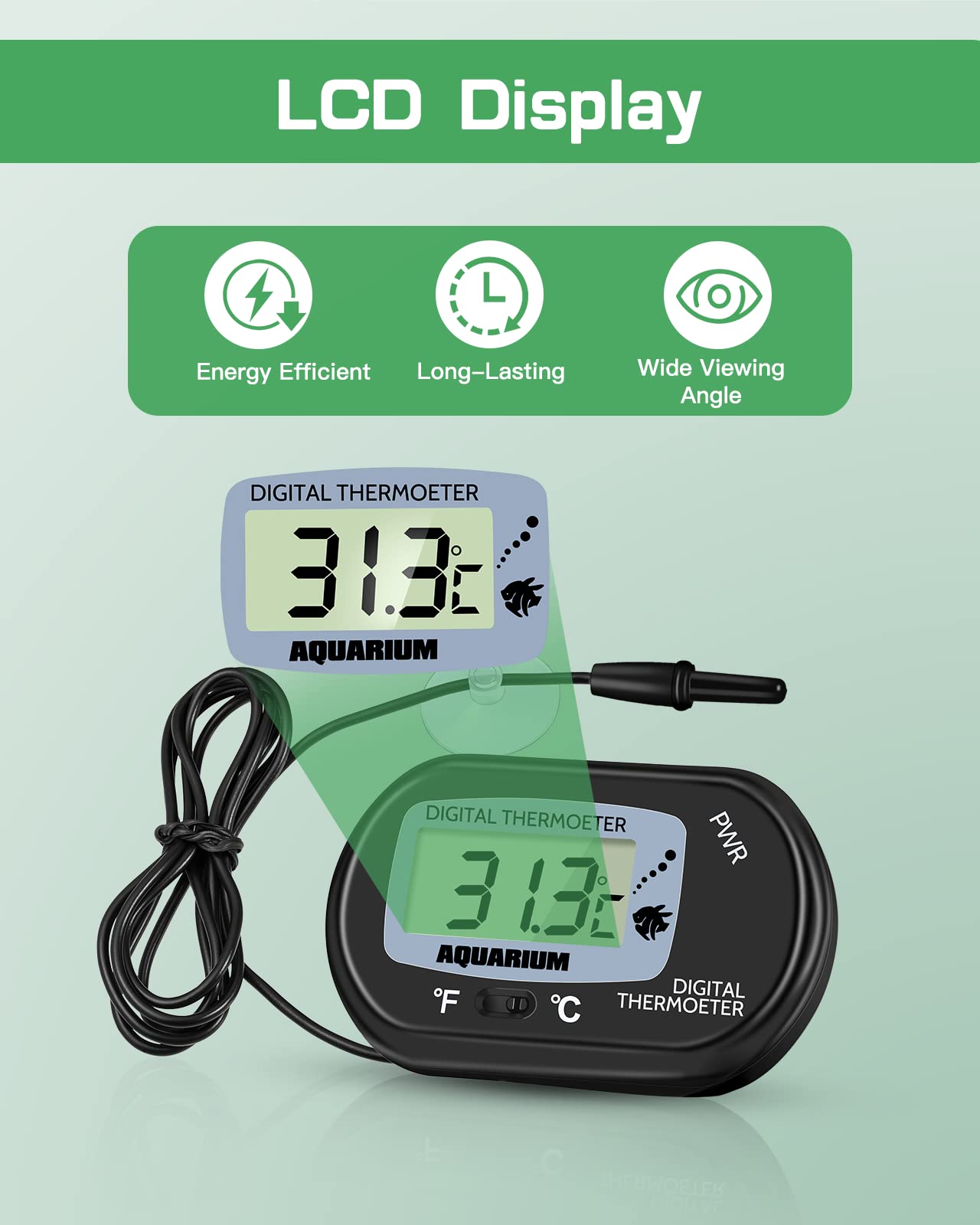 Zacro LCD Digital Aquarium Thermometer Fish Tank Water Terrarium Temperature