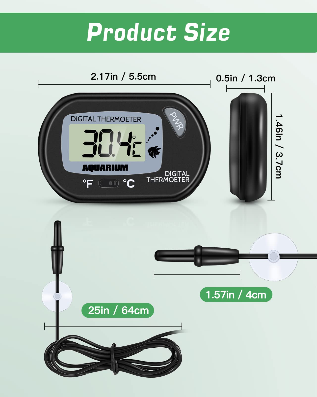 Zacro LCD Digital Aquarium Thermometer Fish Tank Water Terrarium Temperature