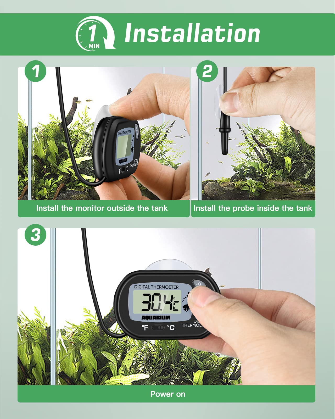 Zacro LCD Digital Aquarium Thermometer Fish Tank Water Terrarium Temperature