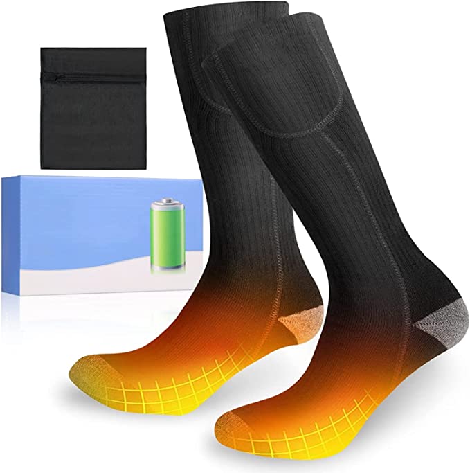 Zacro Heated Socks for Men & Women- 5000 mAh Battery Powered Electric Socks with Wash Bag, Battery Thermal Foot Warmer, Rechargeable Heating Socks for Hunting, Skiing, Hiking