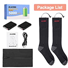 Zacro Heated Socks for Men & Women- 5000 mAh Battery Powered Electric Socks with Wash Bag, Battery Thermal Foot Warmer, Rechargeable Heating Socks for Hunting, Skiing, Hiking
